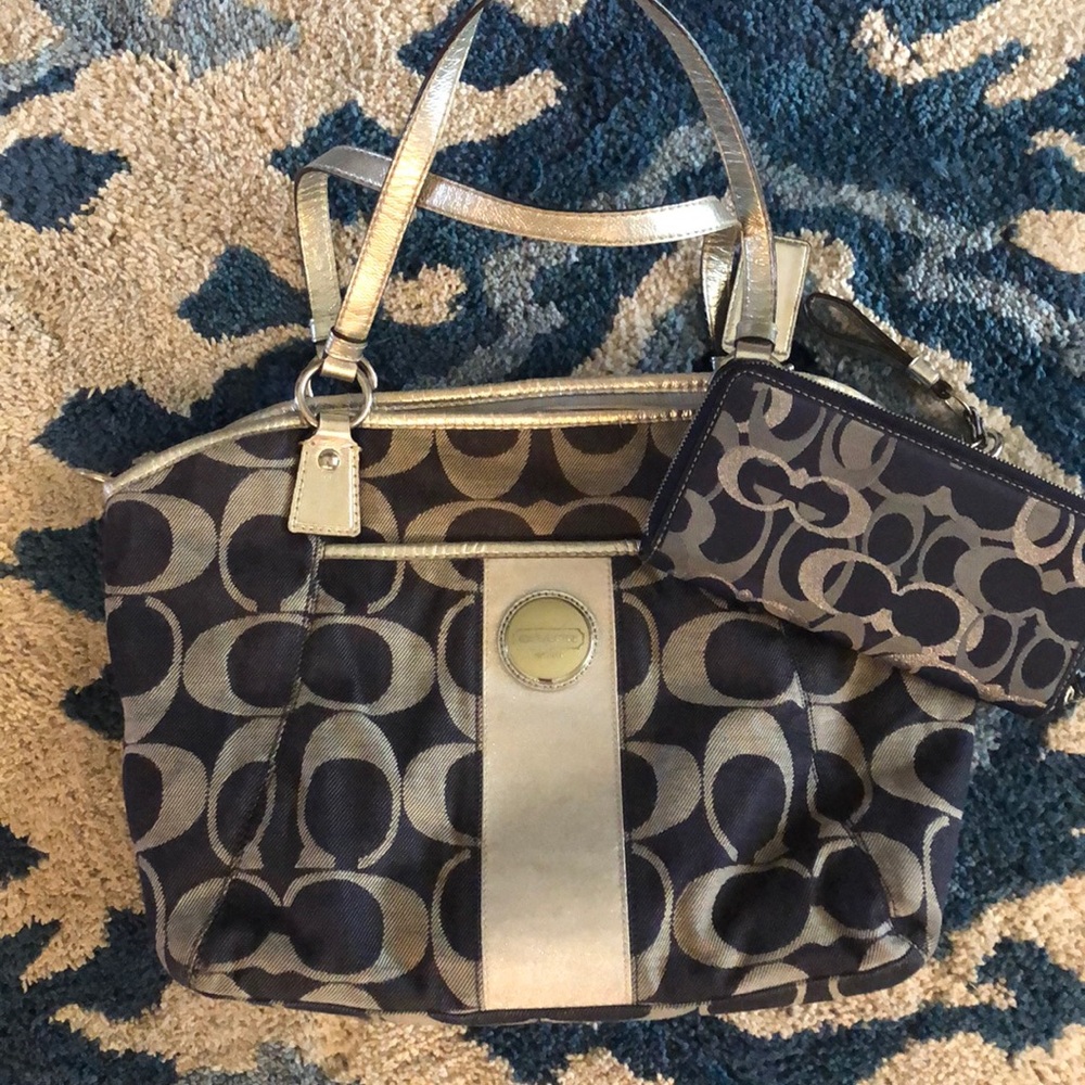 Coach Blue Bag with Wallet